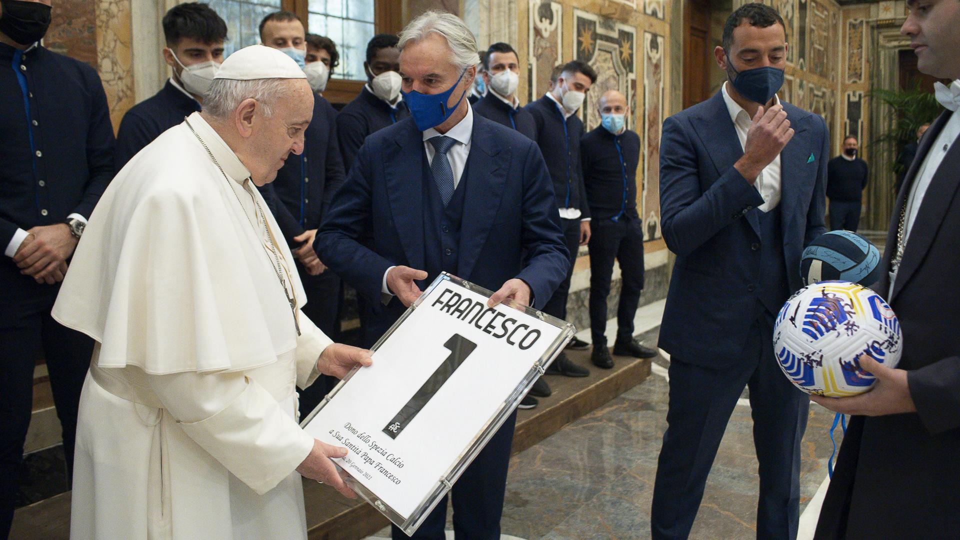 Lo Spezia Calcio ricevuto in udienza privata da Papa Francesco