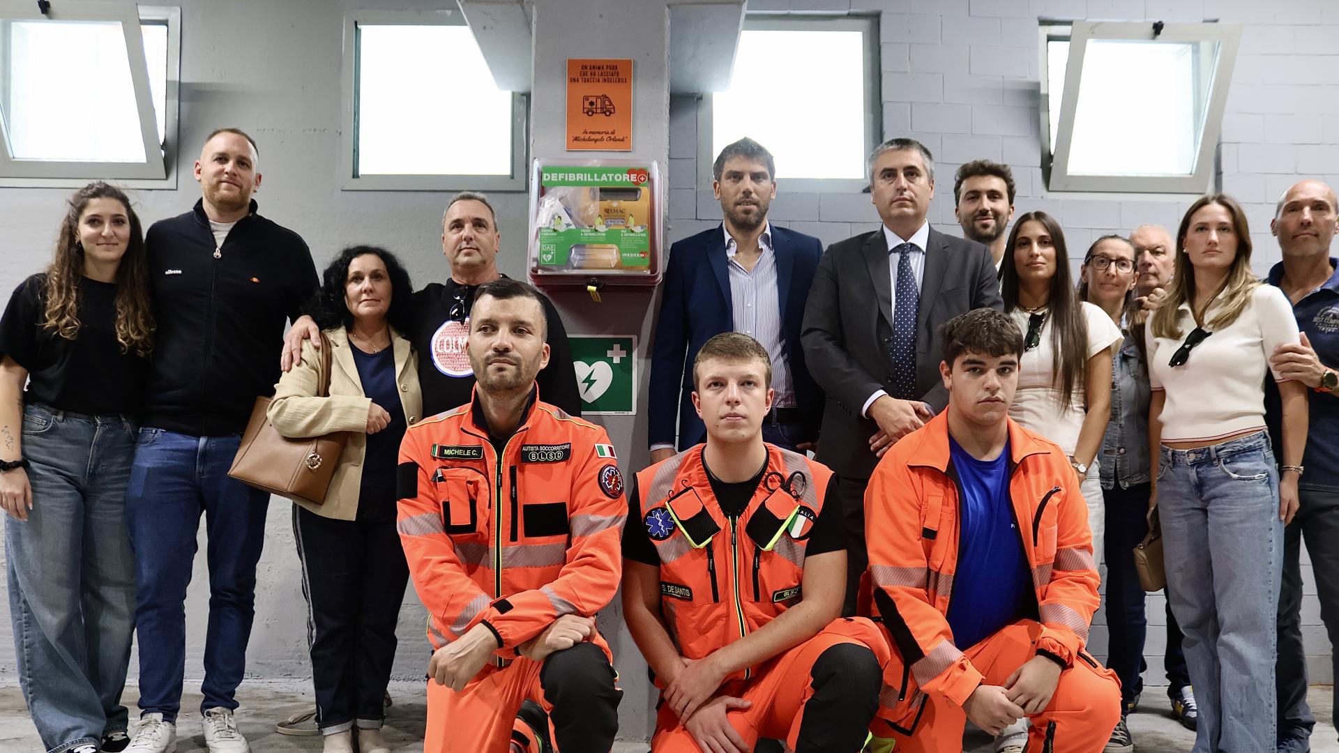 A defibrillator at the Picco Stadium in Memory of Michelangelo Orlandi